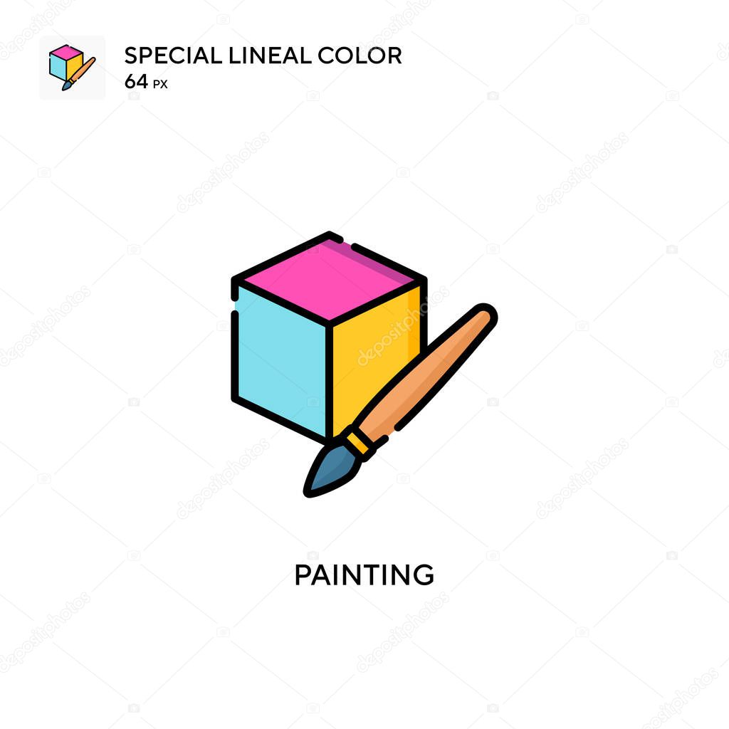 Painting Special lineal color icon. Illustration symbol design template for web mobile UI element. Perfect color modern pictogram on editable stroke.