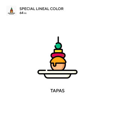 Tapas Özel Renk Simgesi. Web mobil UI ögesi için resimleme sembolü tasarım şablonu. Düzenlenebilir vuruş üzerine mükemmel renk modern pictogram.