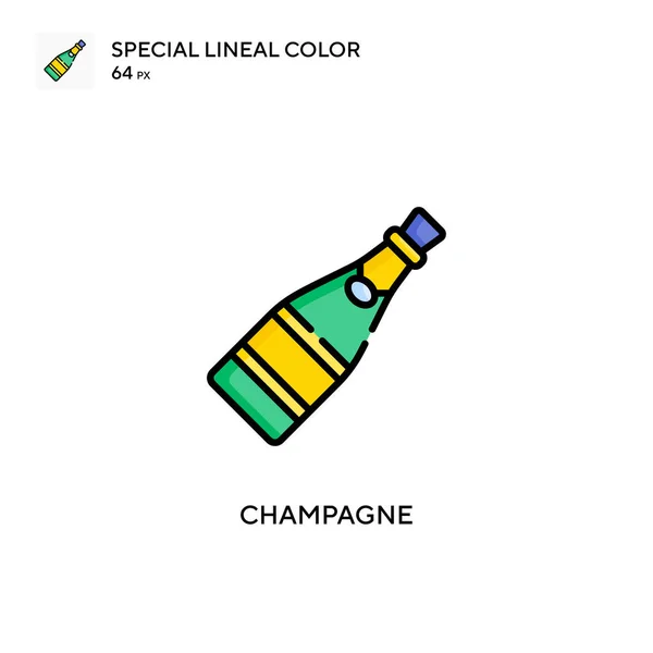 Champagne Speciale Lijnkleur Icoon Illustratie Symbool Ontwerp Sjabloon Voor Web — Stockvector