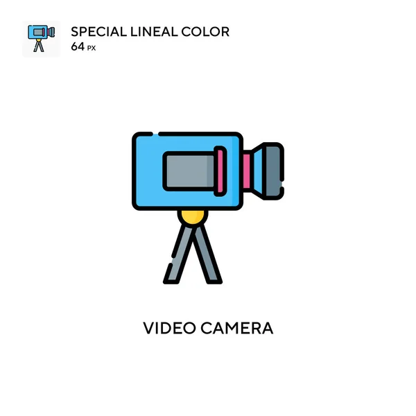 ビデオカメラ特殊線色アイコン WebモバイルUi要素用のイラスト記号デザインテンプレート 編集可能なストローク上の完璧な色現代ピクトグラム — ストックベクタ