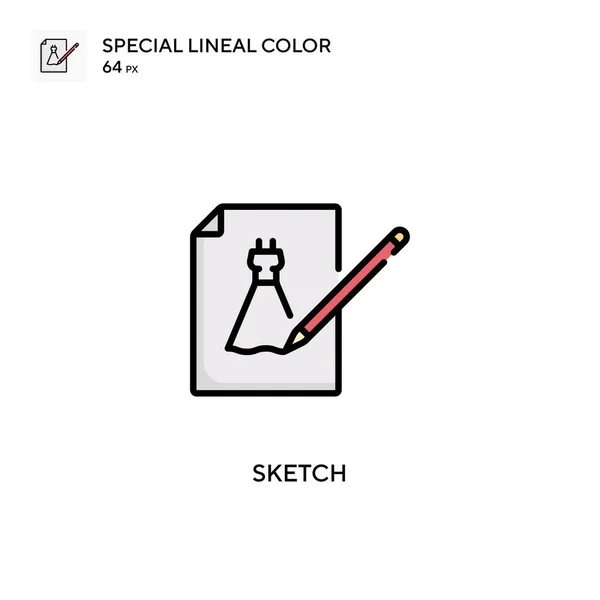 素描特殊的线条色彩图标 Web移动Ui元素的说明性符号设计模板 关于可编辑笔画的完美色彩现代象形文字 — 图库矢量图片