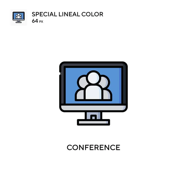 컨퍼런스 스페셜 라이너 아이콘 디자인 모바일 요소를 템플릿 스트로크에 — 스톡 벡터