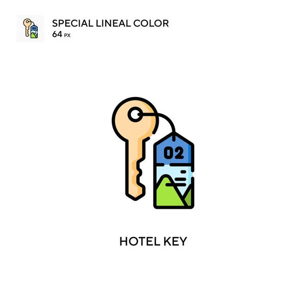 Hotelový Klíč Speciální Ikona Lineární Barvy Šablona Návrhu Symbolu Ilustrace — Stockový vektor