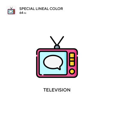 Televizyon Özel Çizgisel Renk Simgesi. Web mobil UI ögesi için resimleme sembolü tasarım şablonu. Düzenlenebilir vuruş üzerine mükemmel renk modern pictogram.