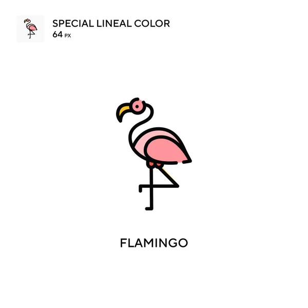 Flamingo Icône Spéciale Couleur Linéaire Modèle Conception Symbole Illustration Pour — Image vectorielle