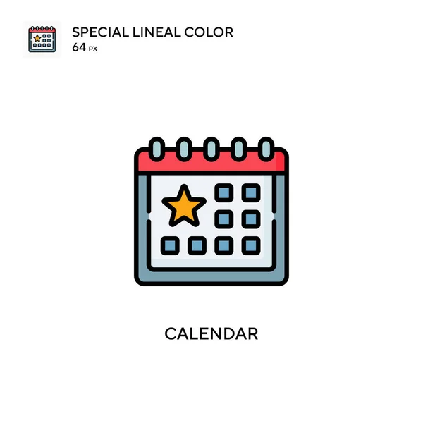Calendario Icono Color Lineal Especial Plantilla Diseño Símbolo Ilustración Para — Vector de stock