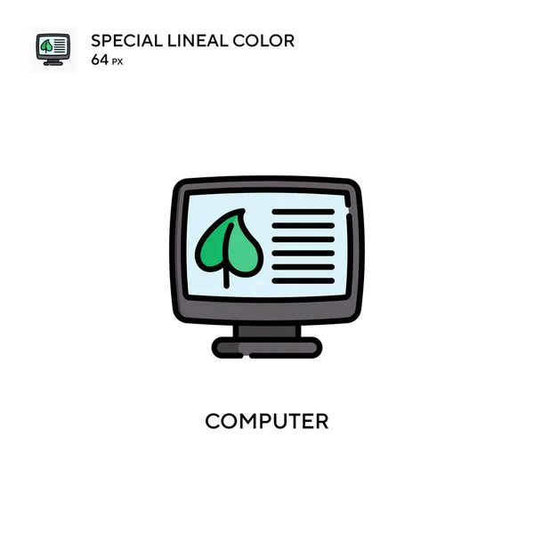 Bilgisayar Özel Lineal Renk Simgesi Web Mobil Ögesi Için Resimleme — Stok Vektör