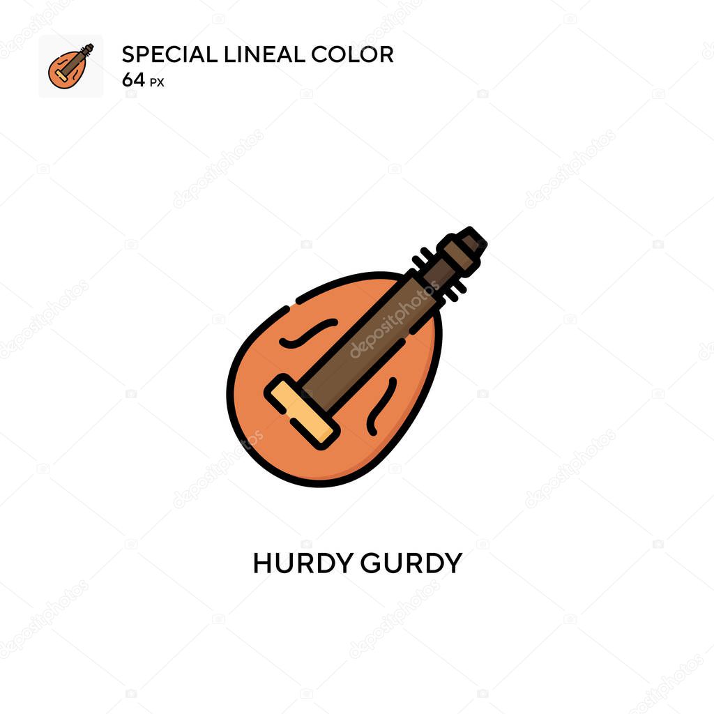 Hurdy gurdy Special lineal color icon. Illustration symbol design template for web mobile UI element. Perfect color modern pictogram on editable stroke.