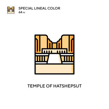 Hatshepsut Tapınağı Özel çizgi renk ikonu. Web mobil UI ögesi için resimleme sembolü tasarım şablonu. Düzenlenebilir vuruş üzerine mükemmel renk modern pictogram.