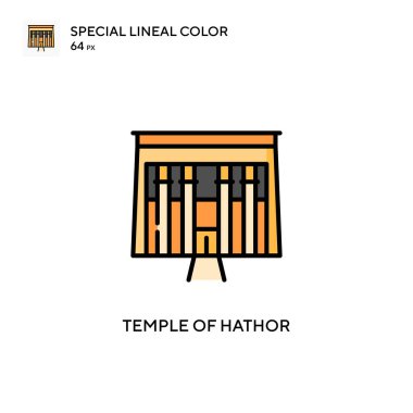 Hathor Tapınağı Özel Çizgi Renk Simgesi. Web mobil UI ögesi için resimleme sembolü tasarım şablonu. Düzenlenebilir vuruş üzerine mükemmel renk modern pictogram.