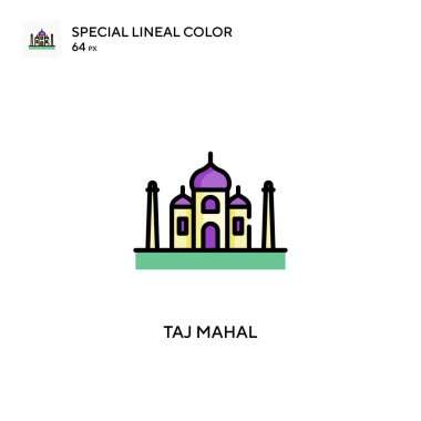 Taj Mahal özel renk ikonu. Web mobil UI ögesi için resimleme sembolü tasarım şablonu. Düzenlenebilir vuruş üzerine mükemmel renk modern pictogram.