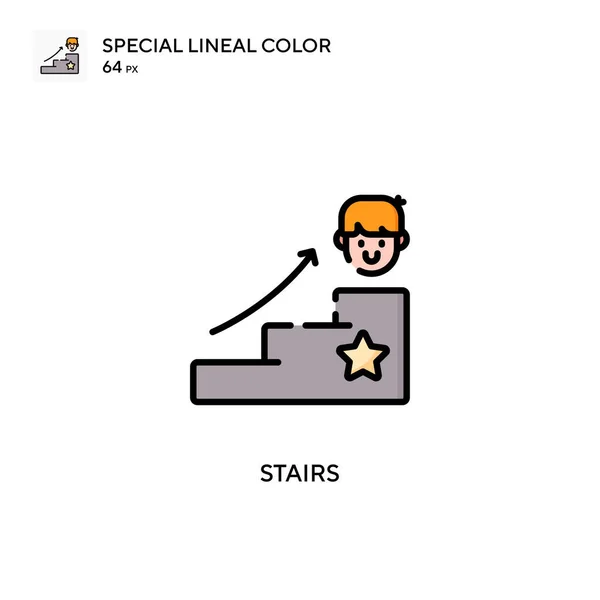 Escaliers Icône Spéciale Couleur Linéaire Modèle Conception Symbole Illustration Pour — Image vectorielle