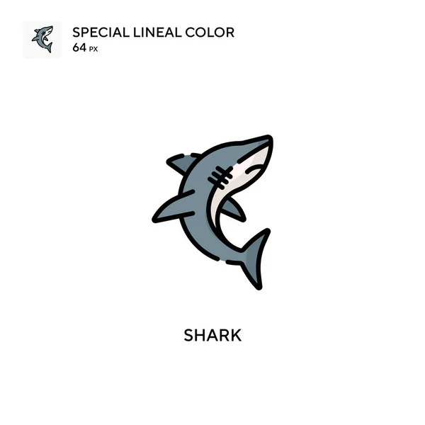 Tubarão Ícone Cor Linear Especial Modelo Design Símbolo Ilustração Para —  Vetores de Stock