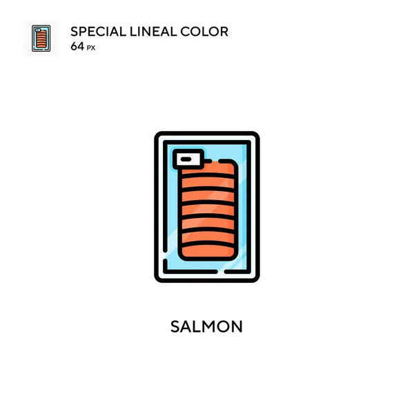 Salmón Icono Color Lineal Especial Plantilla Diseño Símbolo Ilustración Para — Archivo Imágenes Vectoriales