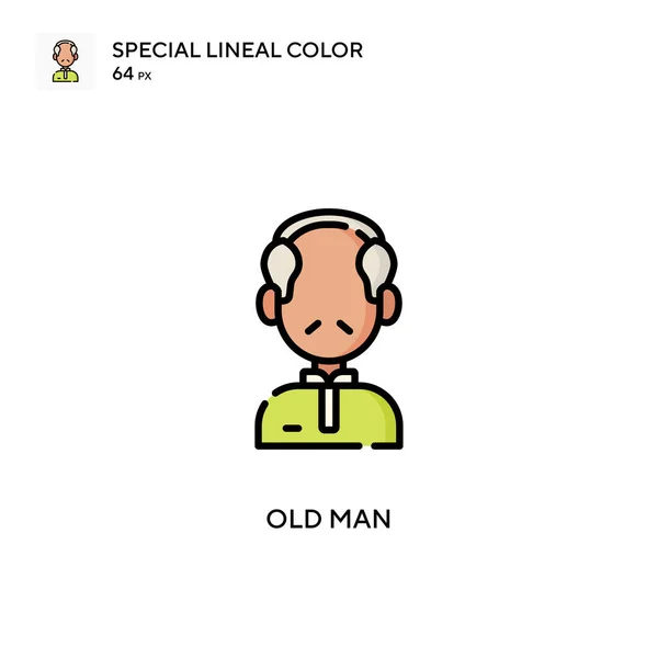 Oude Man Speciale Lineal Kleur Icoon Illustratie Symbool Ontwerp Sjabloon — Stockvector