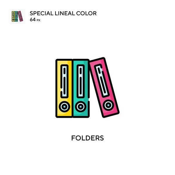 Carpetas Icono Especial Color Lineal Plantilla Diseño Símbolo Ilustración Para — Archivo Imágenes Vectoriales
