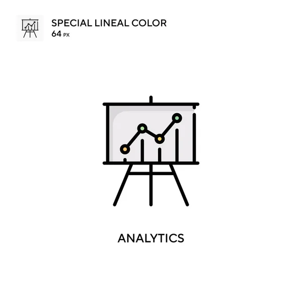 Analytics Icône Couleur Linéaire Spéciale Modèle Conception Symbole Illustration Pour — Image vectorielle