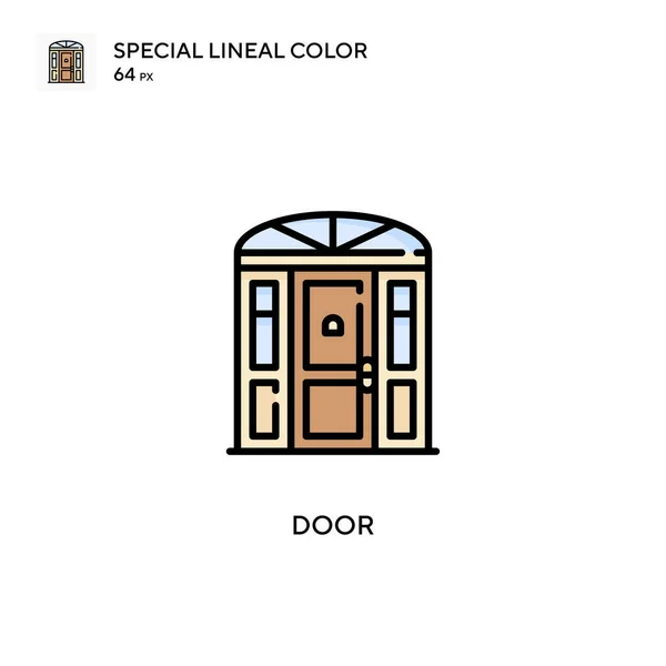 Puerta Icono Color Lineal Especial Plantilla Diseño Símbolo Ilustración Para — Vector de stock