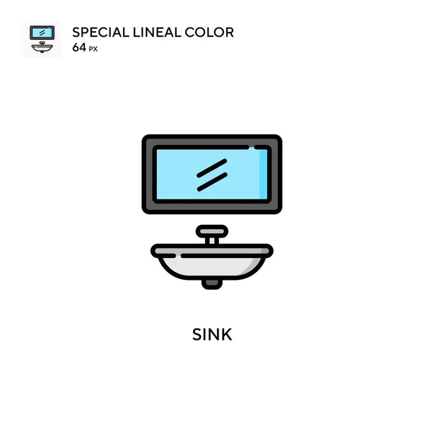 Fregadero Icono Especial Color Lineal Plantilla Diseño Símbolo Ilustración Para — Vector de stock