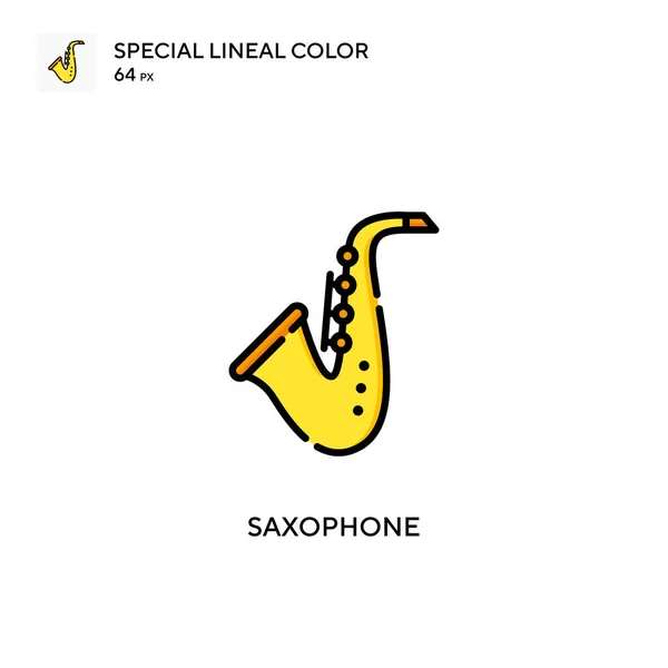 Saxofón Icono Especial Color Lineal Plantilla Diseño Símbolo Ilustración Para — Vector de stock