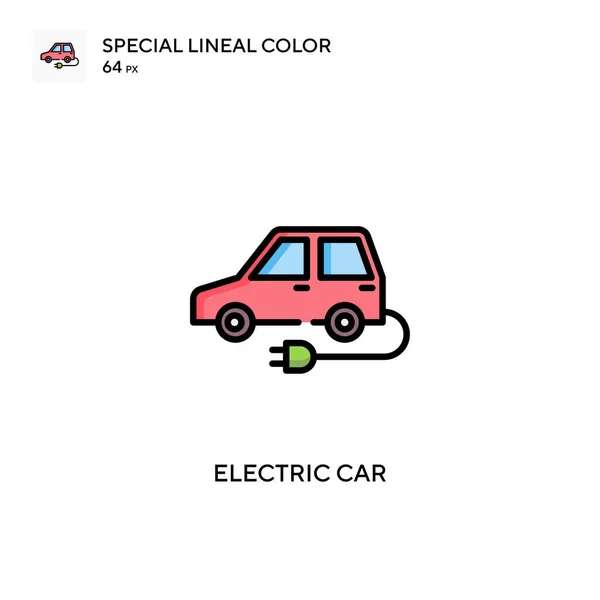 Elektrické Auto Speciální Lineární Barevná Ikona Šablona Návrhu Symbolu Ilustrace — Stockový vektor