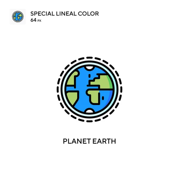 Planeet Aarde Speciale Lineaire Kleur Icoon Illustratie Symbool Ontwerp Sjabloon — Stockvector