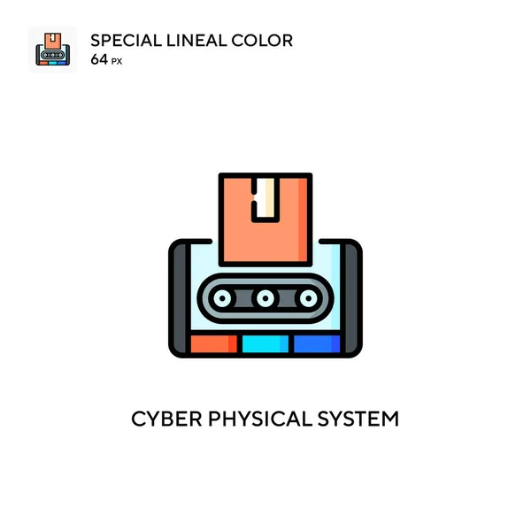 サイバー物理システム特殊線型カラーアイコン WebモバイルUi要素用のイラスト記号デザインテンプレート 編集可能なストローク上の完璧な色現代ピクトグラム — ストックベクタ
