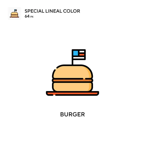 Burger Icono Especial Color Lineal Plantilla Diseño Símbolo Ilustración Para — Vector de stock