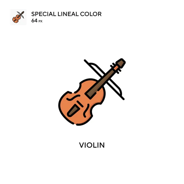 小提琴特殊的线形色彩图标 Web移动Ui元素的说明性符号设计模板 关于可编辑笔画的完美色彩现代象形文字 — 图库矢量图片