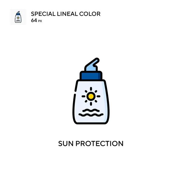 Protection Solaire Icône Spéciale Couleur Linéaire Modèle Conception Symbole Illustration — Image vectorielle