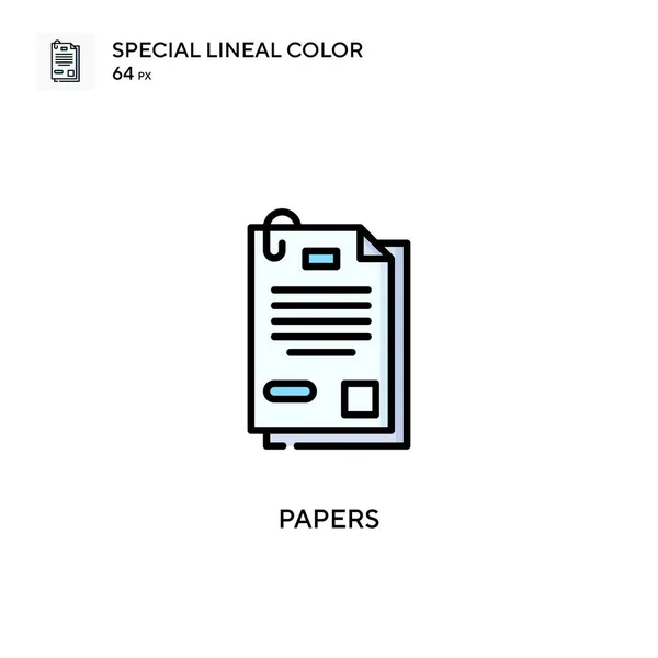 Papiers Icône Spéciale Couleur Linéaire Modèle Conception Symbole Illustration Pour — Image vectorielle