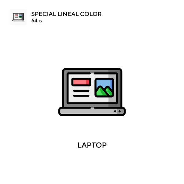 ノートパソコン特殊線色アイコン WebモバイルUi要素用のイラスト記号デザインテンプレート 編集可能なストローク上の完璧な色現代ピクトグラム — ストックベクタ