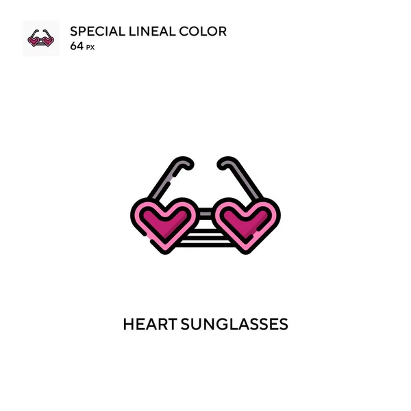 Gafas Sol Corazón Icono Color Lineal Especial Plantilla Diseño Símbolo — Archivo Imágenes Vectoriales