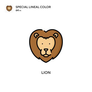 Lion Special Lineal renk ikonu. Web mobil UI ögesi için resimleme sembolü tasarım şablonu. Düzenlenebilir vuruş üzerine mükemmel renk modern pictogram.