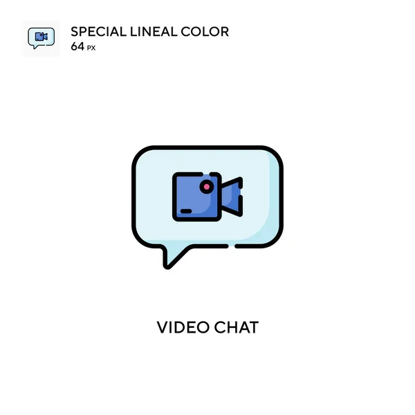 Video Chat Speciální Ikona Lineární Barvy Šablona Návrhu Symbolu Ilustrace — Stockový vektor