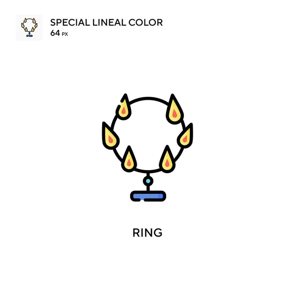 Gyűrű Különleges Lineáris Szín Ikon Illusztráció Szimbólum Design Sablon Web — Stock Vector