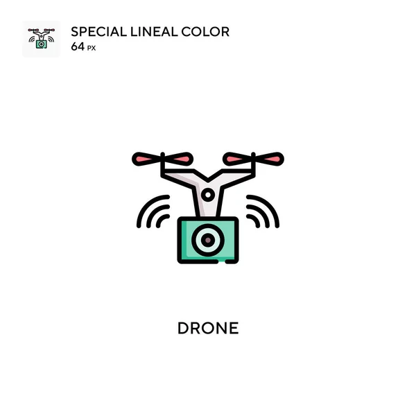 Drone Icône Spéciale Couleur Linéaire Modèle Conception Symbole Illustration Pour — Image vectorielle