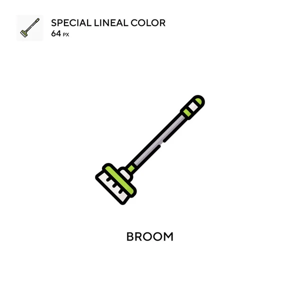 Broom Speciální Lineální Barevná Ikona Šablona Návrhu Symbolu Ilustrace Pro — Stockový vektor