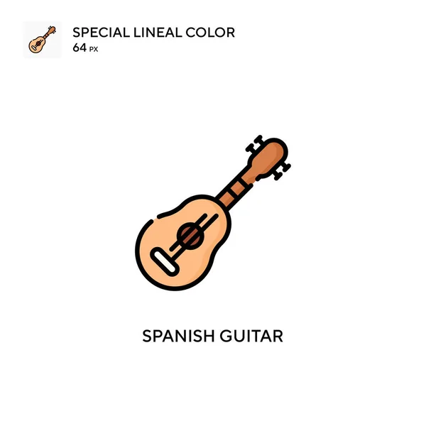 西班牙吉它特殊的线形色彩图标 Web移动Ui元素的说明性符号设计模板 关于可编辑笔画的完美色彩现代象形文字 — 图库矢量图片