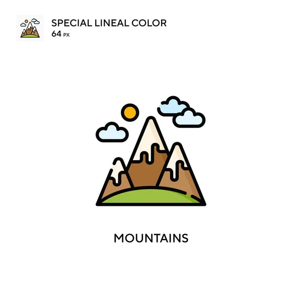 Montagnes Icône Spéciale Couleur Linéaire Modèle Conception Symbole Illustration Pour — Image vectorielle