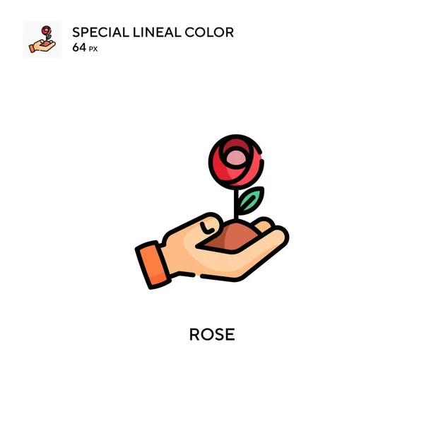 Rose Icono Color Lineal Especial Plantilla Diseño Símbolo Ilustración Para — Vector de stock