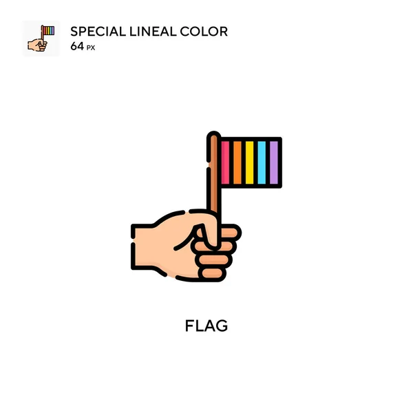 Drapeau Icône Spéciale Couleur Linéaire Modèle Conception Symbole Illustration Pour — Image vectorielle