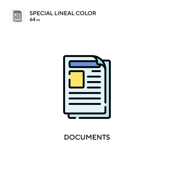 文档特殊的直线颜色图标 Web移动Ui元素的说明性符号设计模板 关于可编辑笔画的完美色彩现代象形文字 — 图库矢量图片
