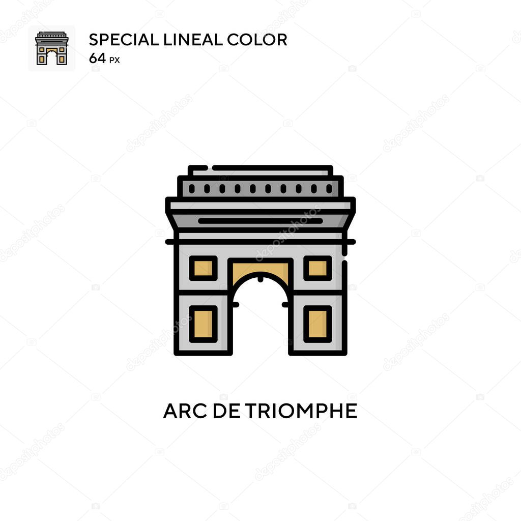 Arc de triomphe Special lineal color icon. Illustration symbol design template for web mobile UI element. Perfect color modern pictogram on editable stroke.
