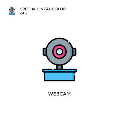Webcam Özel Çizgisel Renk Simgesi. Web mobil UI ögesi için resimleme sembolü tasarım şablonu. Düzenlenebilir vuruş üzerine mükemmel renk modern pictogram.