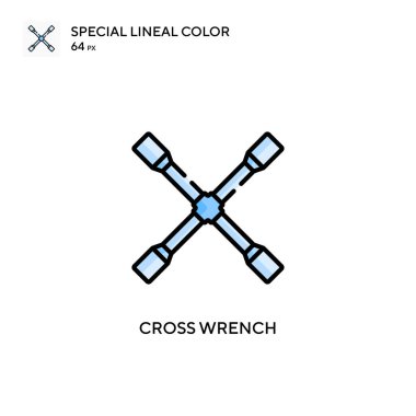 Çapraz anahtar özel çizgi renk simgesi. Web mobil UI ögesi için resimleme sembolü tasarım şablonu. Düzenlenebilir vuruş üzerine mükemmel renk modern pictogram.