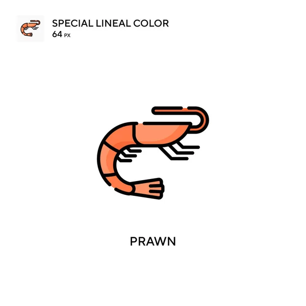 아이콘은 Prawn Special Lineal 디자인 모바일 요소를 템플릿 스트로크에 — 스톡 벡터