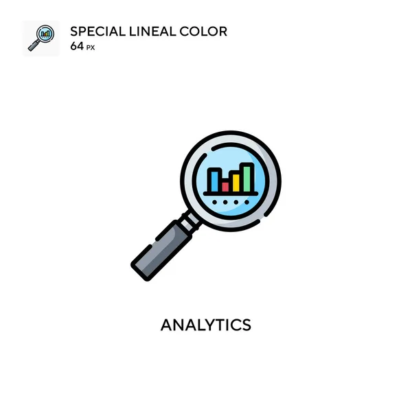 Analytics Speciale Lijnkleur Icoon Illustratie Symbool Ontwerp Sjabloon Voor Web — Stockvector