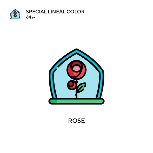 Rose Icono Color Lineal Especial Plantilla Diseño Símbolo Ilustración Para — Vector de stock