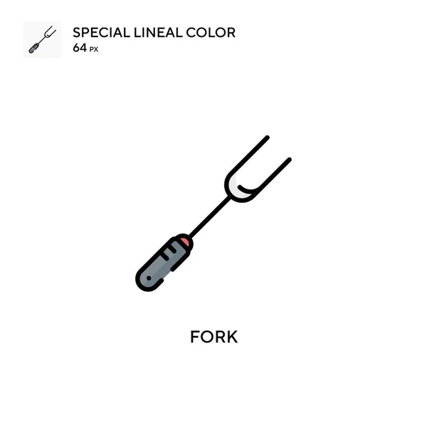 Fork Special Lineal Color Icon 디자인 모바일 요소를 템플릿 스트로크에 — 스톡 벡터